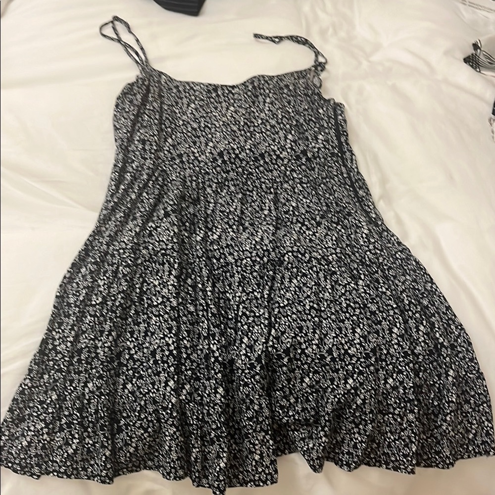 Floral Black and White Dress